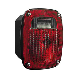 Peterson® 445 - 445 Series 6.25x6.75" Rectangular Chrome/Red Combination Crystal Tail Light