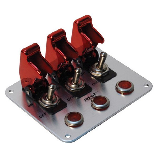  Pilot® - Triple Toggle Switch with Red Safety Cover