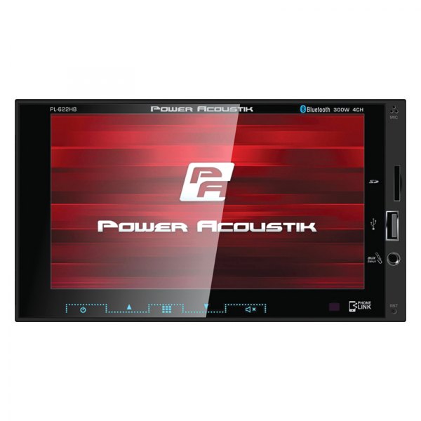 Power Acoustik® - 6.2" Touchscreen Display Double DIN Digital Media Receiver with Bluetooth, Rear Camera Connectivity, Steering Wheel Control