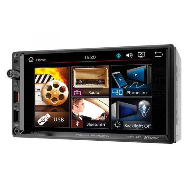 Power Acoustik® - 7" Touchscreen Display Double DIN Digital Media Receiver with Bluetooth, Android Auto, Rear Camera Connectivity