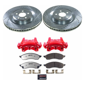 PowerStop® - 1-Click Extreme Z36 Truck and Tow Drilled and Slotted Front Brake Kit with Calipers
