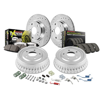 PowerStop® - Street Warrior Z26 Drilled and Slotted Disc and Drum Front and Rear Brake Kit