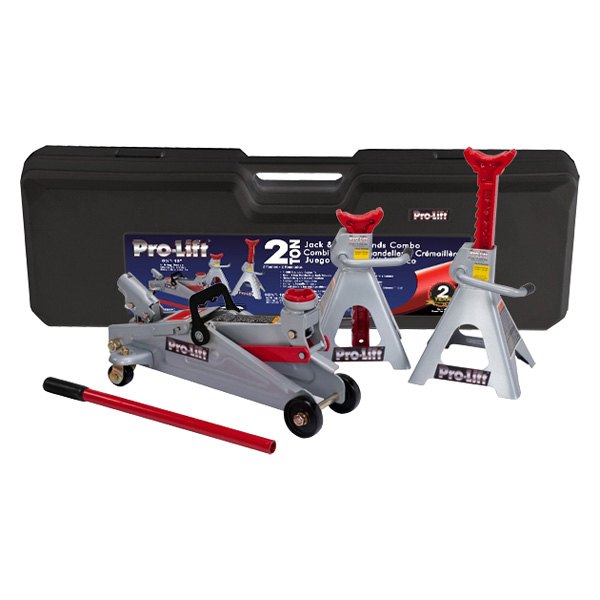 Pro-Lift® - 2 t 5-1/4" to 13" Hydraulic Floor Jack with 2 Pieces 2 t Jack Stands