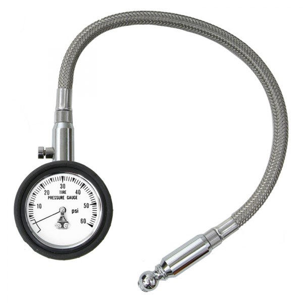 Professional Products® - 0 to 120 psi Dial Deluxe Tire Pressure Gauge with Braided Stainless Steel Hose