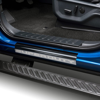 Putco® - Ford Licensed Black Platinum Door Sills with Super Duty Etching