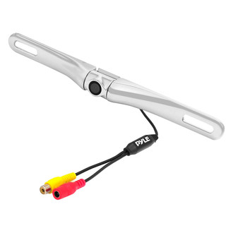 Pyle® - Chrome Top License Plate Mount Rear View Camera with Distance Scale Line