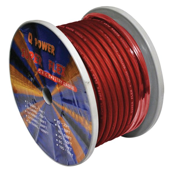 QPower® - 4 AWG Single 100' Red Stranded GPT Power Wire