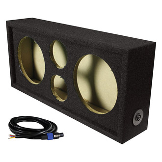 QPower® - 8" 1-Hole Forward-Firing Sealed Subwoofer Box with Tweeter Openings & Speakon Cable