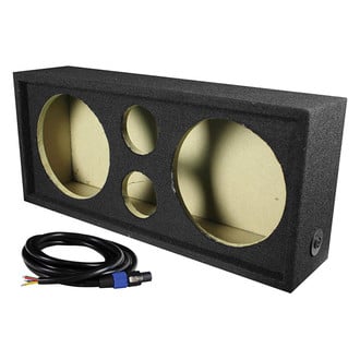 QPower® - 10" 2-Hole Forward-Firing Sealed Subwoofer Box with Tweeter Openings & Speakon Cable