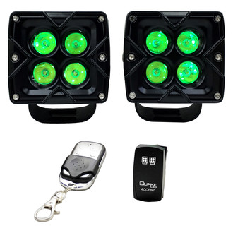 Quake LED® - Seismic Series 3" 2x20W Cube Spot Beam LED Lights, with RGB Accent