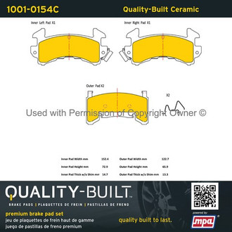 Quality-Built® - Premium New Ceramic Front Disc Brake Pads