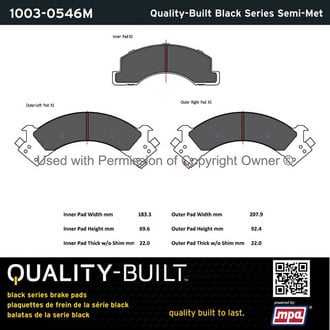 Quality-Built® - Black Series New Semi-Metallic Front Disc Brake Pads
