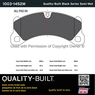 Quality-Built® - Black Series New Semi-Metallic Front Disc Brake Pads