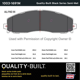 Quality-Built® - Black Series New Semi-Metallic Rear Disc Brake Pads