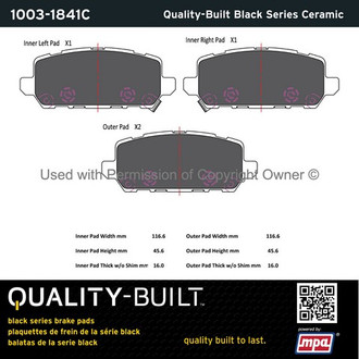 Quality-Built® - Black Series New Ceramic Rear Disc Brake Pads