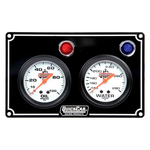 QuickCar Racing® - Standard 2-5/8" 2-Gauge Panel (Oil Pressure/Water Temp), Black