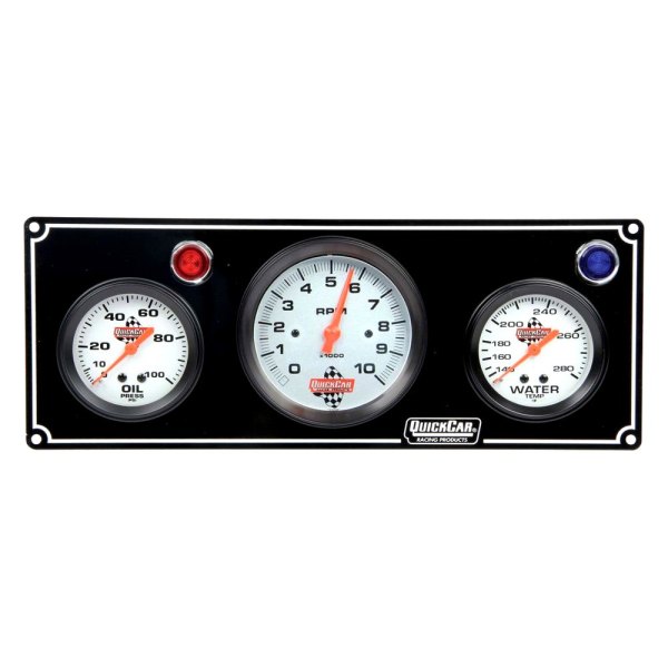 QuickCar Racing® - Standard 3-Gauge Panel (Oil Pressure/3-3/8" Tachometer/Water Temp), Black