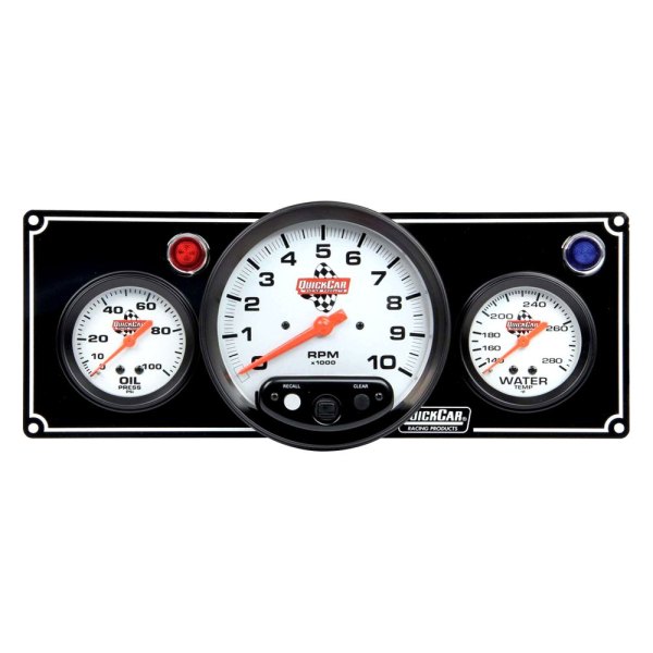 QuickCar Racing® - Standard 3-Gauge Panel (Oil Pressure/5" Tachometer/Water Temp), Black