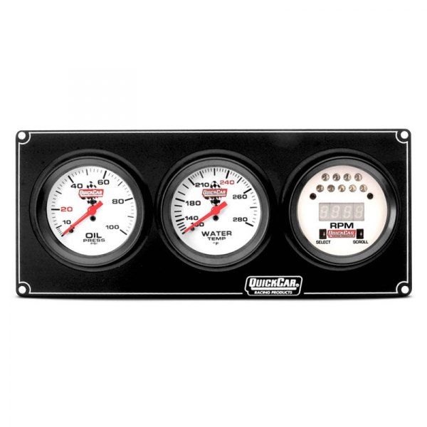 QuickCar Racing® - Extreme 3-Gauge Panel (Oil Pressure/Water Temp/LED Digital Tachometer)