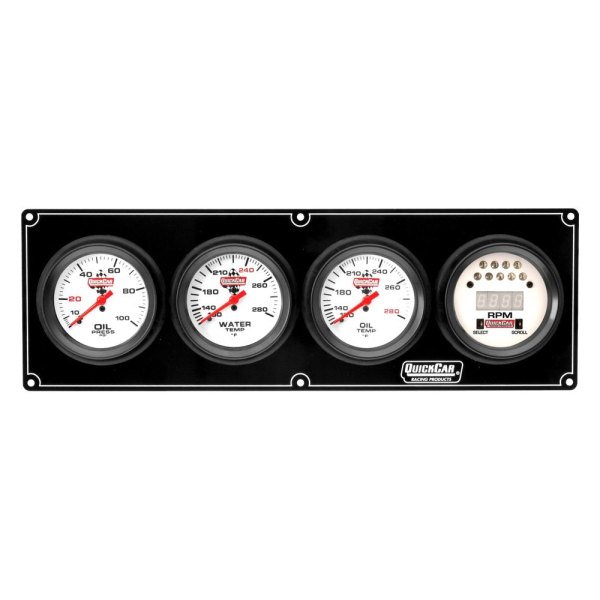 QuickCar Racing® - Extreme 4-Gauge Panel (Oil Pressure/Water Temp/Oil Temp/LED Digital Tachometer)