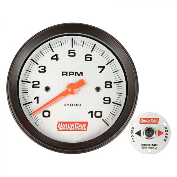 QuickCar Racing® - Standard 3-3/8" Tachometer Gauge with Remote Recall, 10000 RPM