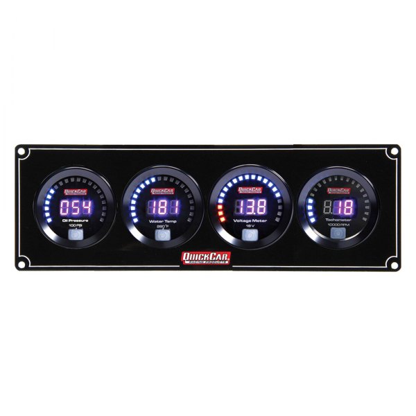 QuickCar Racing® - Digital 4-Gauge Panel (Oil Pressure/Water Temp/Voltmeter/Tachometer)