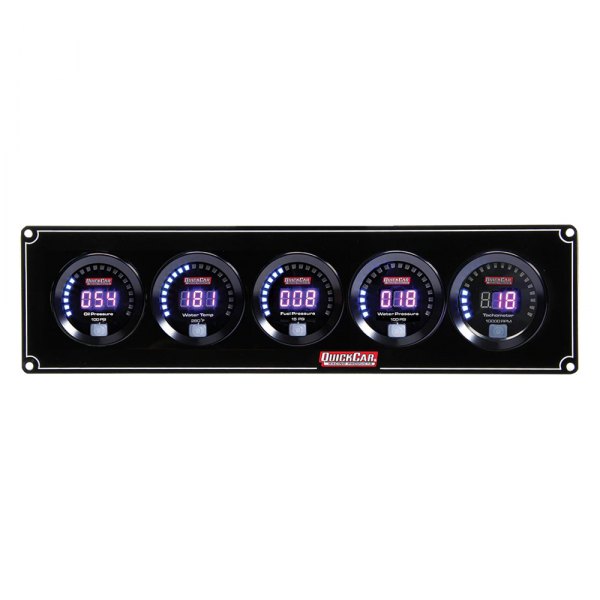 QuickCar Racing® - Digital 5-Gauge Panel (Oil Pressure/Water Temp/Fuel Pressure/Water Pressure/Tachometer)
