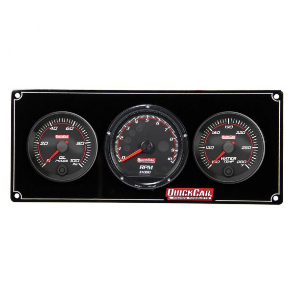 QuickCar Racing® - Redline 3-Gauge Panel (Oil Pressure/Water Temp/Tachometer)