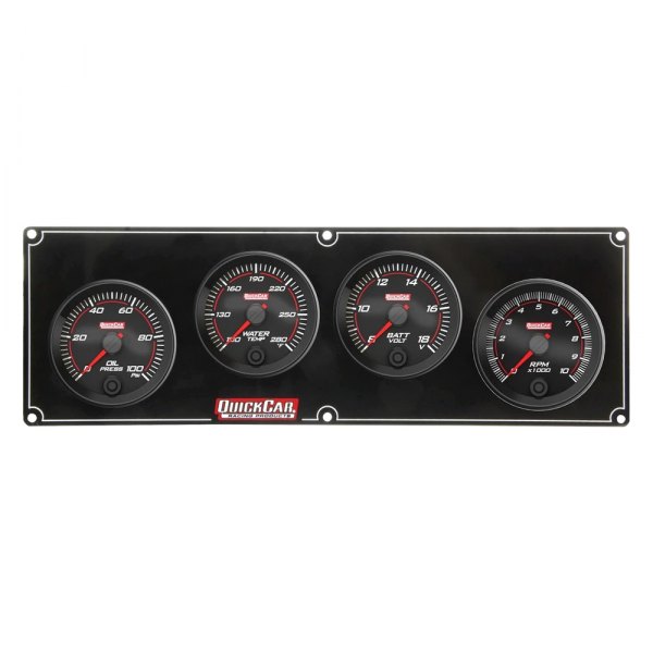 QuickCar Racing® - Redline 4-Gauge Panel (Oil Pressure/Water Temp/Voltmeter/2-5/8" Tachometer)