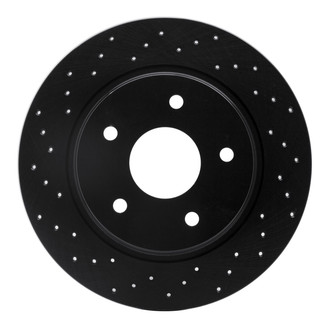 R1 Concepts® - eLINE Black Series™ Drilled 1-Piece Rear Driver Side Brake Rotor