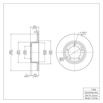R1 Concepts® - eLINE™ Plain 1-Piece Front Brake Rotor