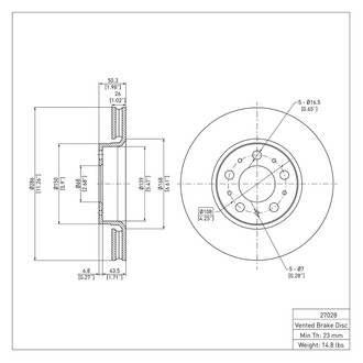 R1 Concepts® - eLINE™ Plain 1-Piece Front Brake Rotor