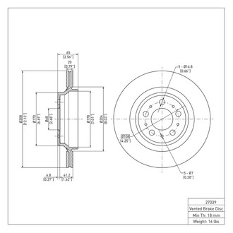 R1 Concepts® - eLINE™ Plain 1-Piece Brake Rotor
