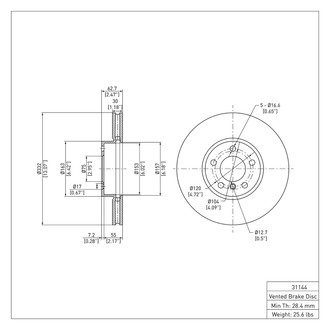 R1 Concepts® - eLINE™ Plain 1-Piece Front Brake Rotor