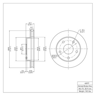 R1 Concepts® - eLINE™ Plain 1-Piece Front Brake Rotor