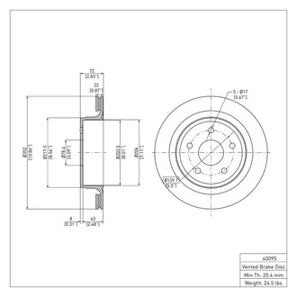 R1 Concepts® - eLINE™ Plain 1-Piece Rear Brake Rotor