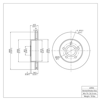 R1 Concepts® - eLINE™ Plain 1-Piece Front Brake Rotor