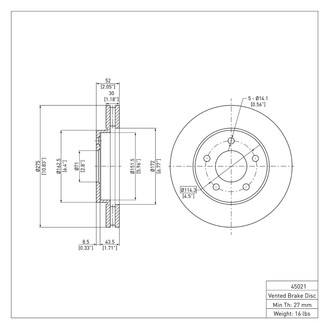 R1 Concepts® - eLINE™ Plain 1-Piece Brake Rotor