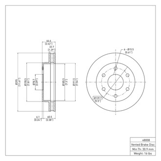 R1 Concepts® - eLINE™ Plain 1-Piece Front Brake Rotor