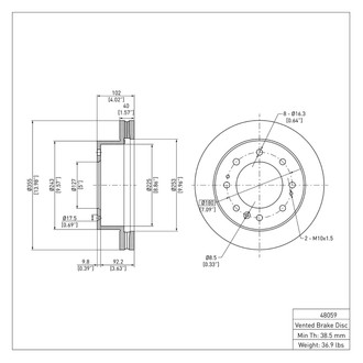 R1 Concepts® - eLINE™ Plain 1-Piece Brake Rotor