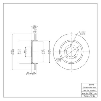 R1 Concepts® - eLINE™ Plain 1-Piece Brake Rotor
