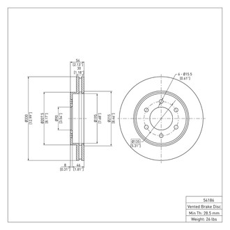R1 Concepts® - eLINE™ Plain 1-Piece Front Brake Rotor