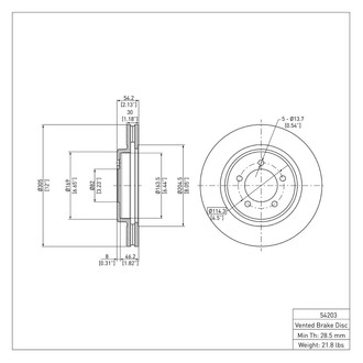 R1 Concepts® - eLINE™ Plain 1-Piece Front Brake Rotor