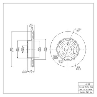R1 Concepts® - eLINE™ Plain 1-Piece Front Brake Rotor