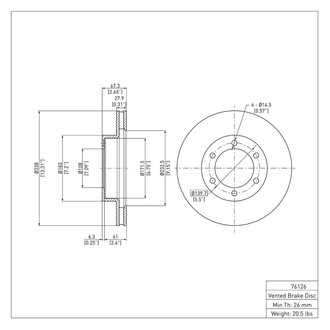R1 Concepts® - eLINE™ Plain 1-Piece Front Brake Rotor