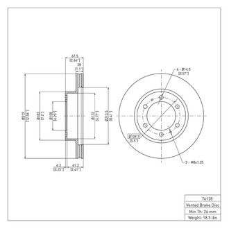 R1 Concepts® - eLINE™ Plain 1-Piece Front Brake Rotor