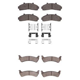 R1 Concepts® - Super Heavy Duty Semi-Metallic Front and Rear Brake Pad Set