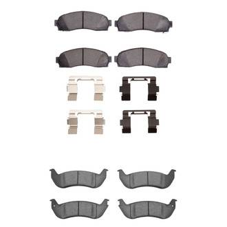 R1 Concepts® - Super Heavy Duty Semi-Metallic Front and Rear Brake Pad Set