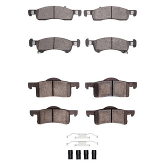 R1 Concepts® - Super Heavy Duty Semi-Metallic Front and Rear Brake Pad Set