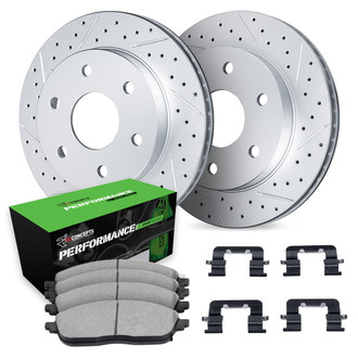 R1 Concepts® - Drilled and Slotted Rear Brake Kit with Performance Sport Pads